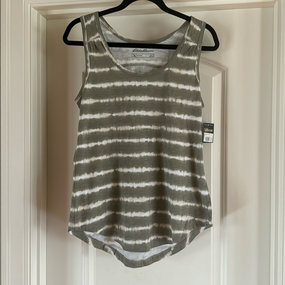 Eddie Bauer NWT Green Print Tank Top Womens Small Sleeveless Cotton Top